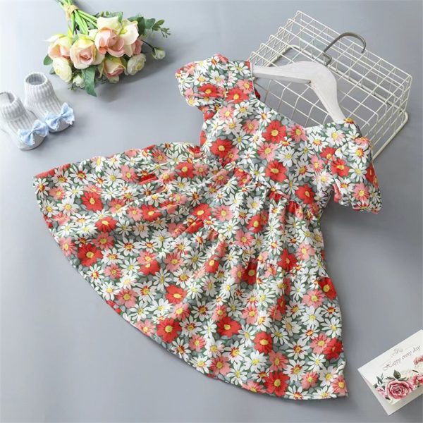 Children princess dress with short sleeve